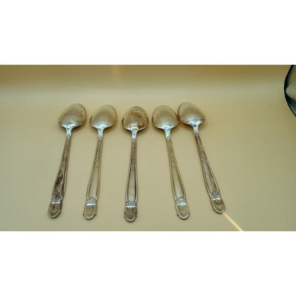 Vintage HOLMES & EDWARDS IS Danish Princess Inlaid Silver Plate - Teaspoon 5 Pcs - Picture 6 of 8